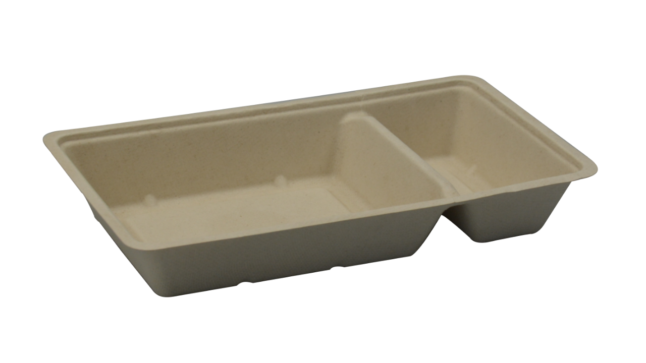 Bagasse Snackbox, 2-geteilt, 205x125x35mm, natur