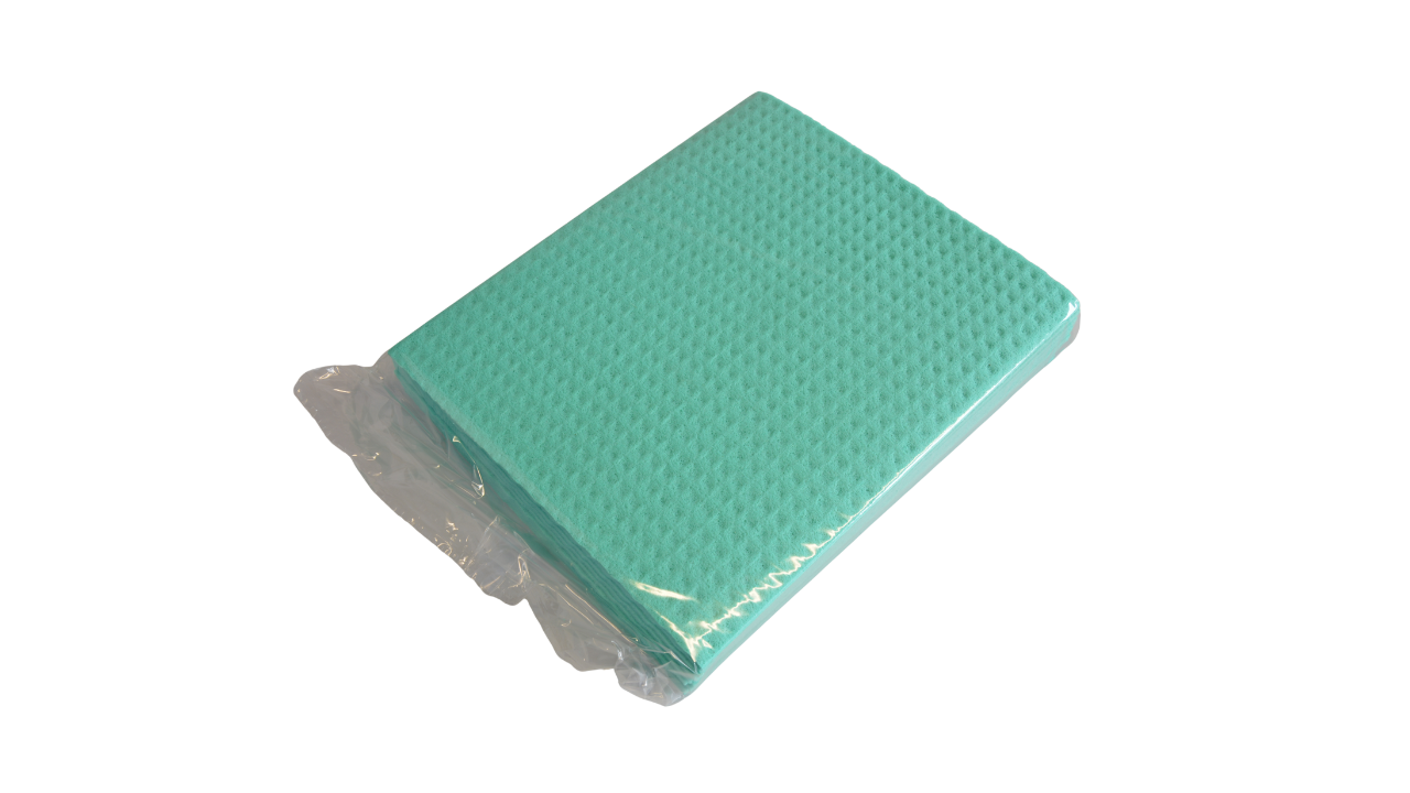 Schwammtuch,klein,18x20cm, vorgefeuchtet, gr&uuml;n (10er)