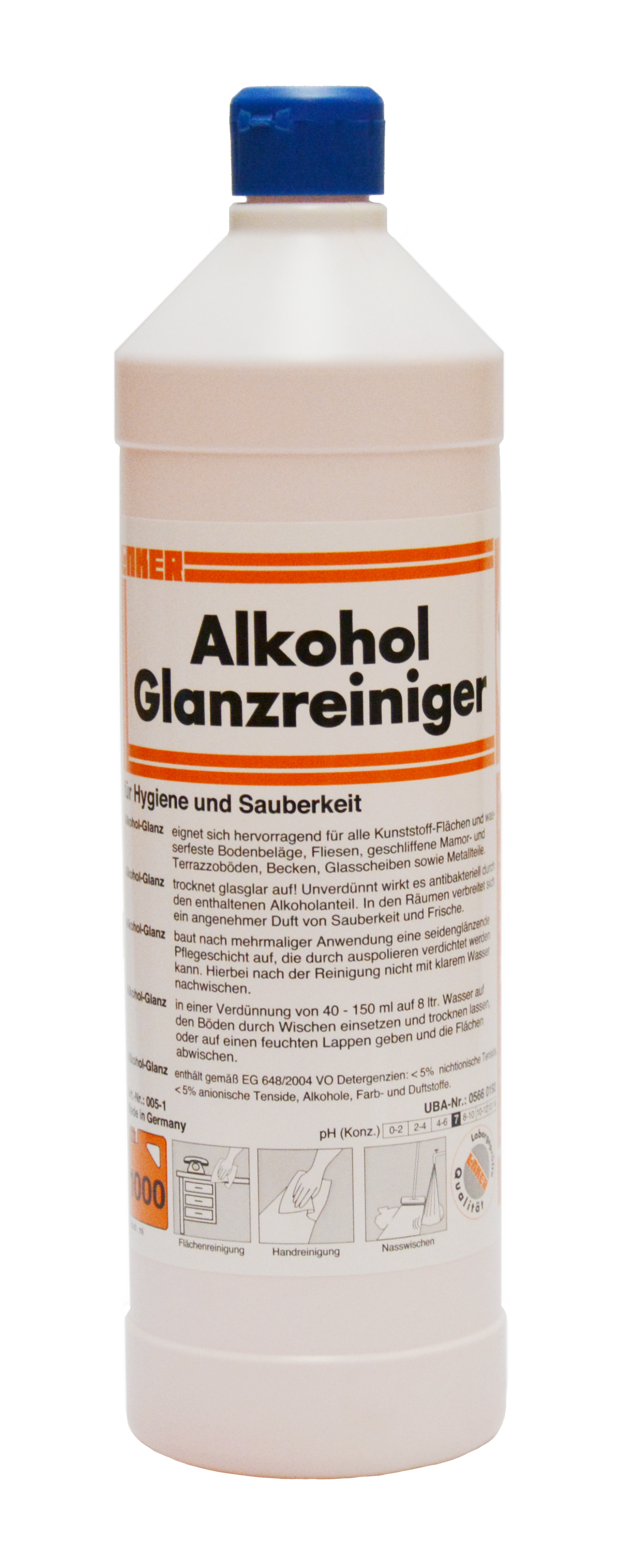 Alkohol-Glanzreiniger, streifenfrei, flüssig, 1 Liter