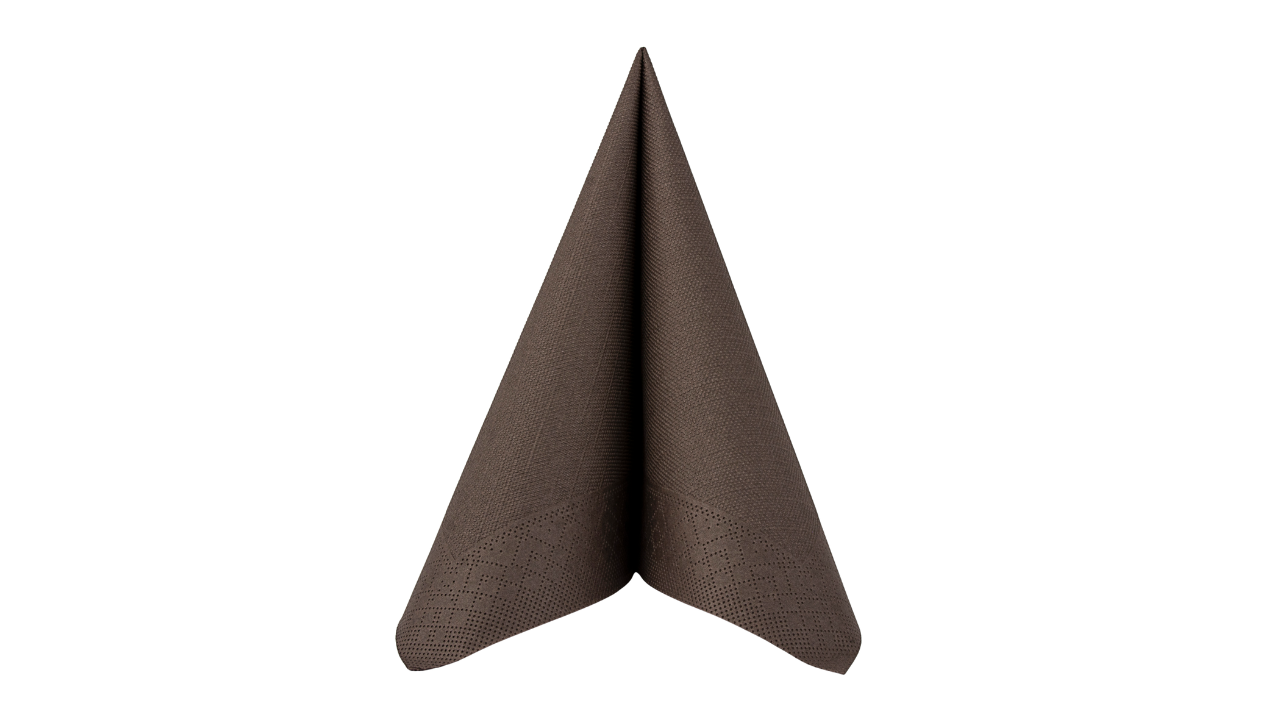 Deluxe-Serviette, 40x40cm, 4-lagig, 1/4 Falz, braun