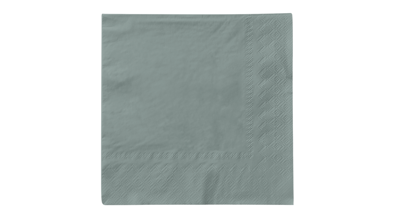 Mank-Zelltuch-Serviette,40x40cm,3-lagig, 1/4 Falz, silber