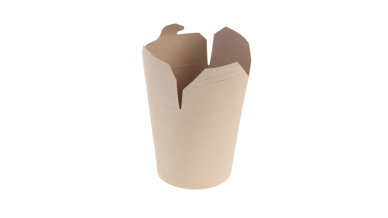 Asia-Noodle-Box, mit PLA-Beschichtung Bambus, braun, runder Karton, 700ml