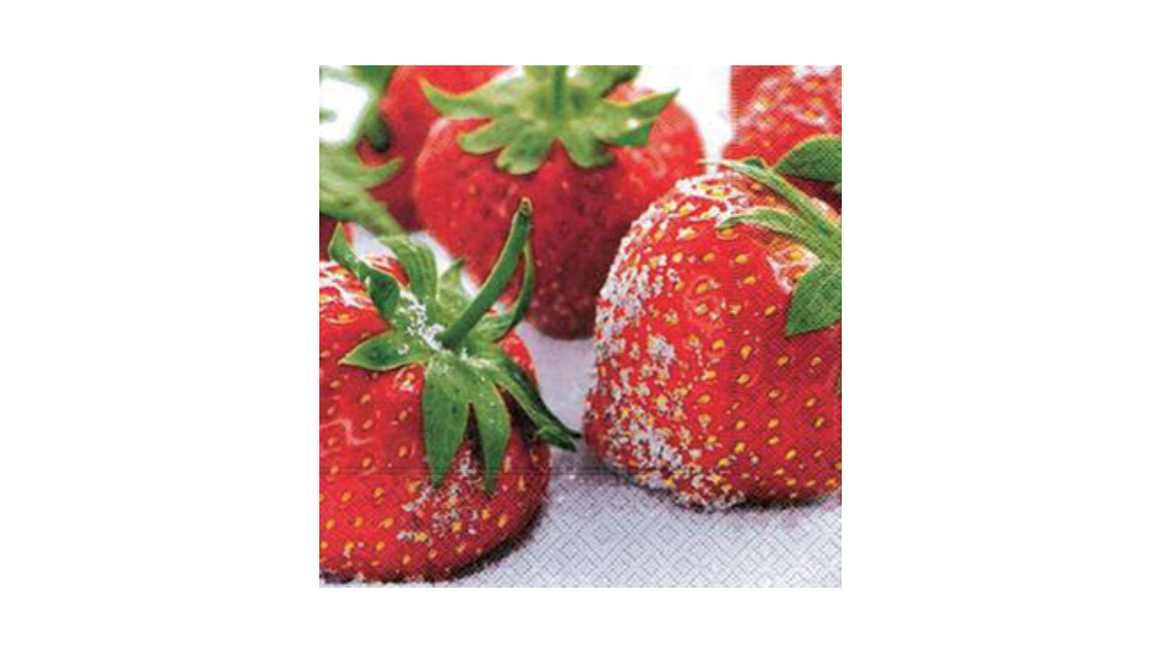 Zelltuch-Serviette, 33x33cm, 3-lagig, 1/4-Falz, 'Sugared Strawberries'