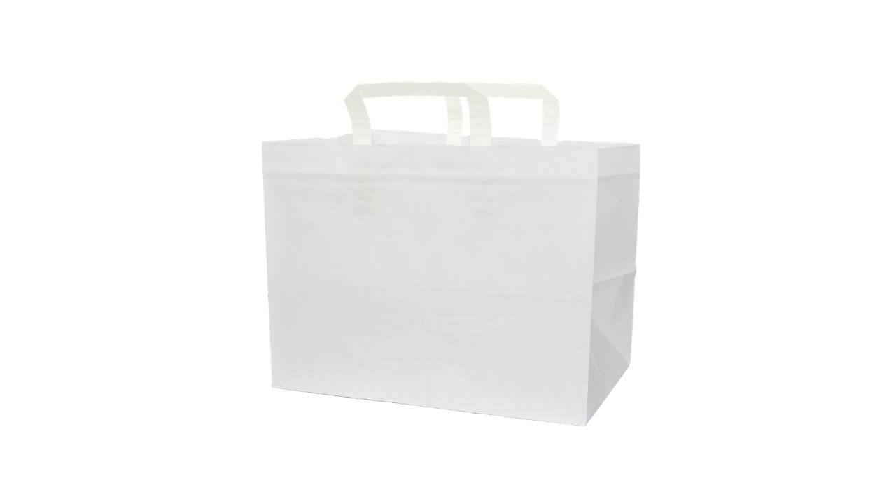 Papier-Tragetasche, 32+22x25cm, ohne Aufdruck, wei&szlig;