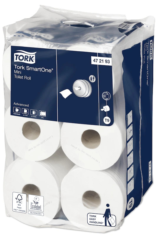 Tork Smart One, Toilettenpapier Mini, weiß, 2-lagig, 112m/Rolle