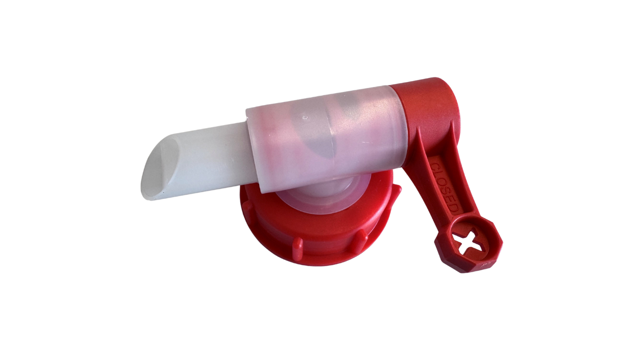 Auslaufhahn Asiral, f&uuml;r 10 Lit. Kanister rot/transparent