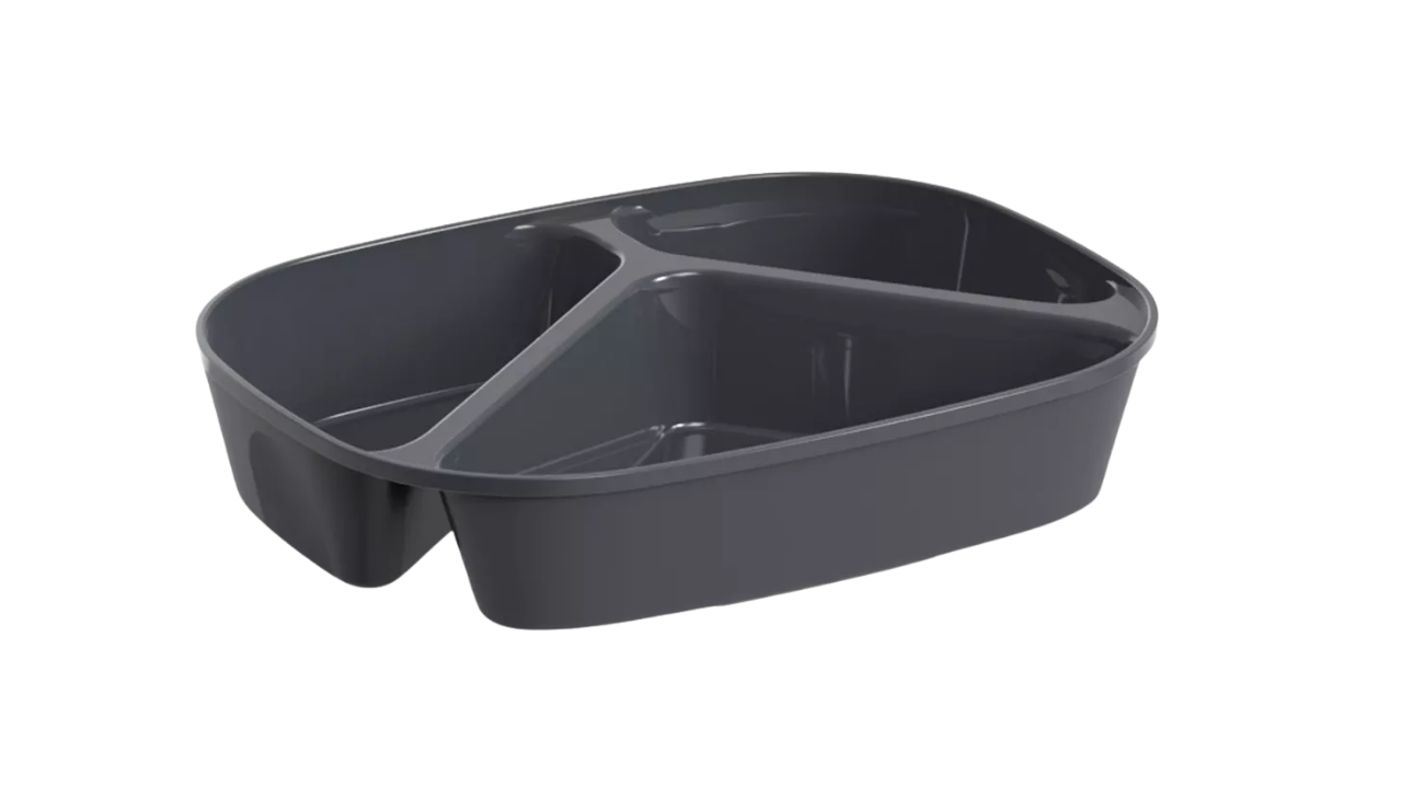 Mehrweg-Men&uuml;box, Polypropylen, 3-geteilt, 23,6x18,1x4,7cm, schiefergrau