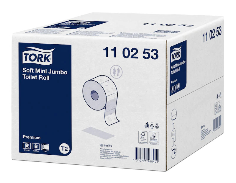 Tork-Premium, Toilettenpapier Mini Jumbo hochweiß, 2-lagig, 170m/Rolle, 12Rol./VE