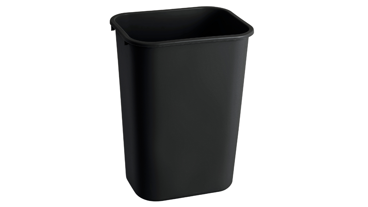 Rubbermaid-Abfallbehälter, rechteckig, Kunststoff, 39 Liter, schwarz