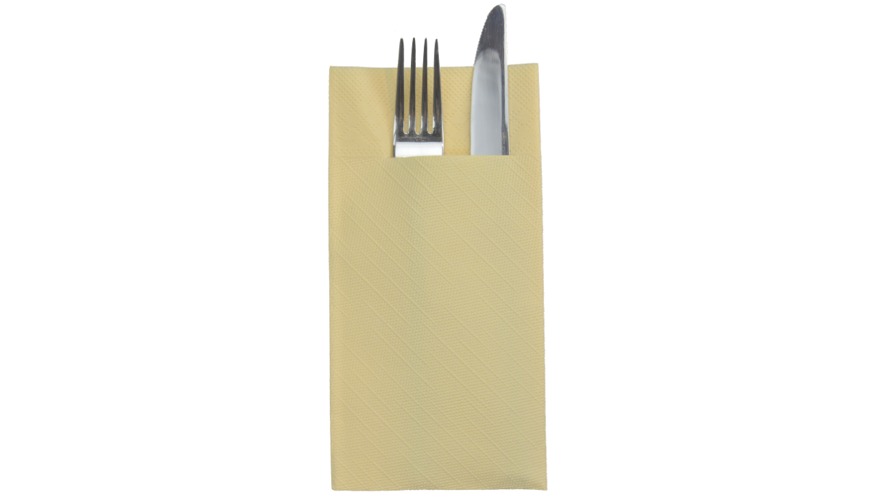 Deluxe-Serviettentasche, 40x40cm, 4-lagig, 1/8 Falz, creme