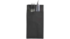 Deluxe-Serviettentasche, 40x40cm, 4-lagig, 1/8 Falz, schwarz