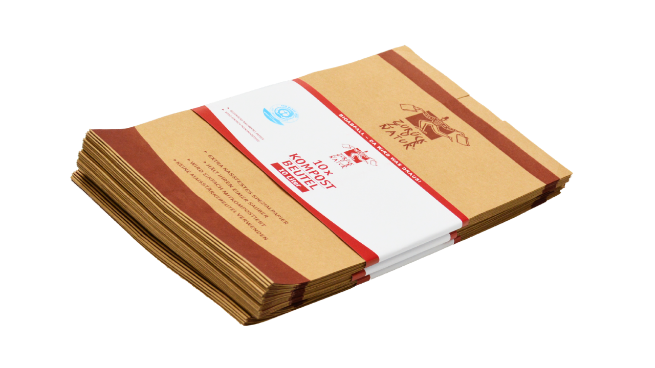 Bio Abfallbeutel, 10 Liter, 23x13x34cm, braun, Kraftsackpapier