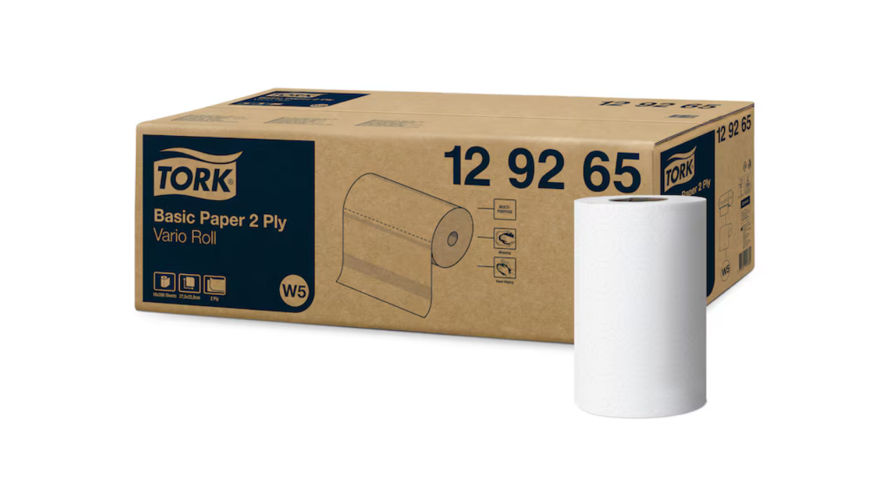 Tork Mehrzweck- Papierwicht&uuml;cher hwei&szlig;, 2-lagig, 200 Blatt/Rolle, W5