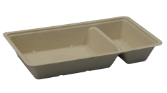 Bagasse Snackbox, 2-geteilt 205x118x34mm, weiß