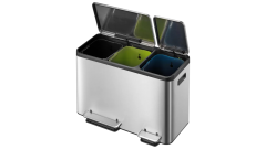 Tretabfalleimer EcoCasa 3x15 Liter, gebürstet matt Edelstahl