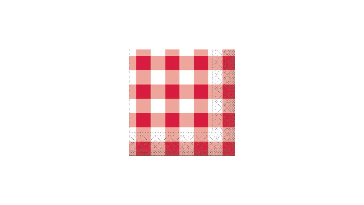 Zelltuch-Serviette, 33x33cm, 3-lagig, 1/4 Falz, 'Karo' rot