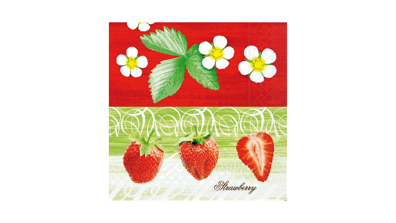 Zelltuch-Serviette, 40x40cm, 3-lagig, 1/4 Falz, 'Strawberry'
