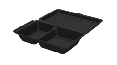 Mehrweg-Men&uuml;box medium, Polypropylen, 2-geteilt, 15,7x24,6x6,1cm, schwarz