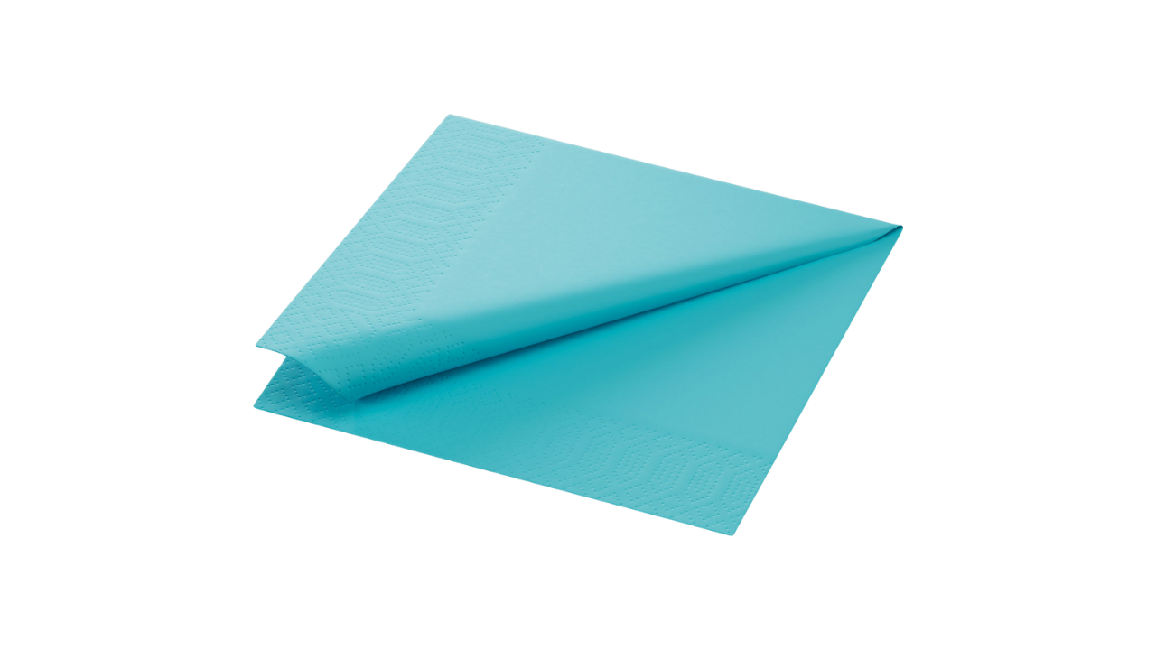 Duni-Zelltuch-Serviette, 24x24cm,3-lagig 1/4 Falz, mint blue