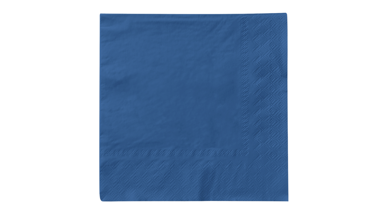 Mank-Zelltuch-Serviette, 33x33cm,3-lagig 1/4 Falz, blau