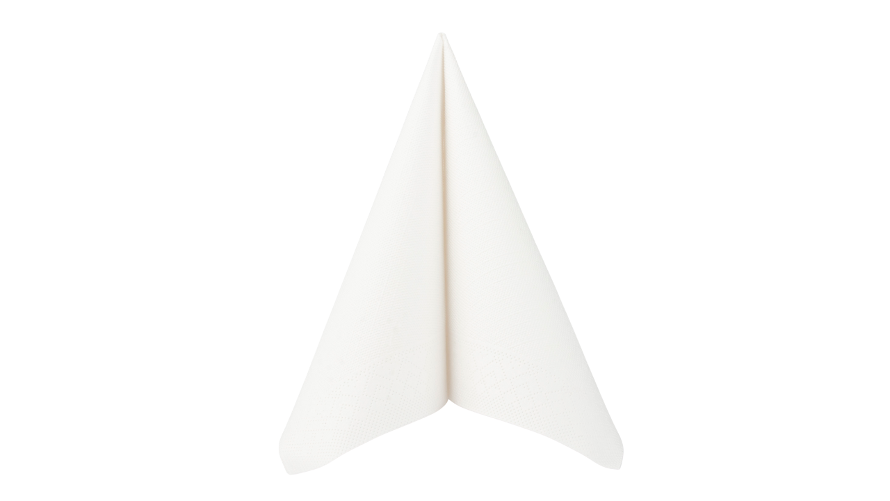 Deluxe-Serviette, 40x40cm, 4-lagig, 1/4 Falz, weiß