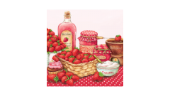 Zelltuch-Serviette, 33x33cm, 3-lagig, 1/4-Falz, 'Strawberry Flavor'