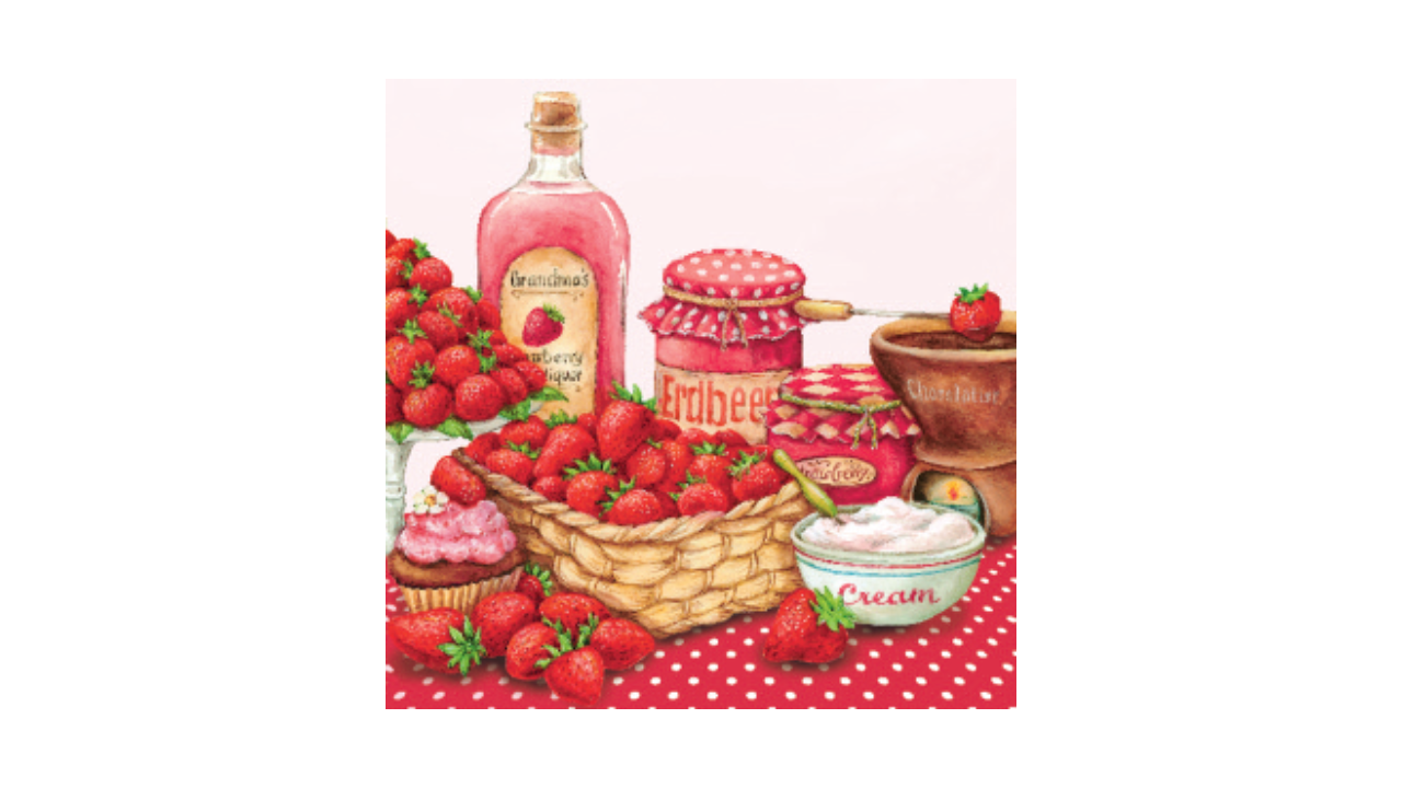 Zelltuch-Serviette, 33x33cm, 3-lagig, 1/4-Falz, 'Strawberry Flavor'