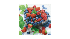 Zelltuch-Serviette, 33x33cm, 3-lagig, 1/4-Falz, 'Berry heart'