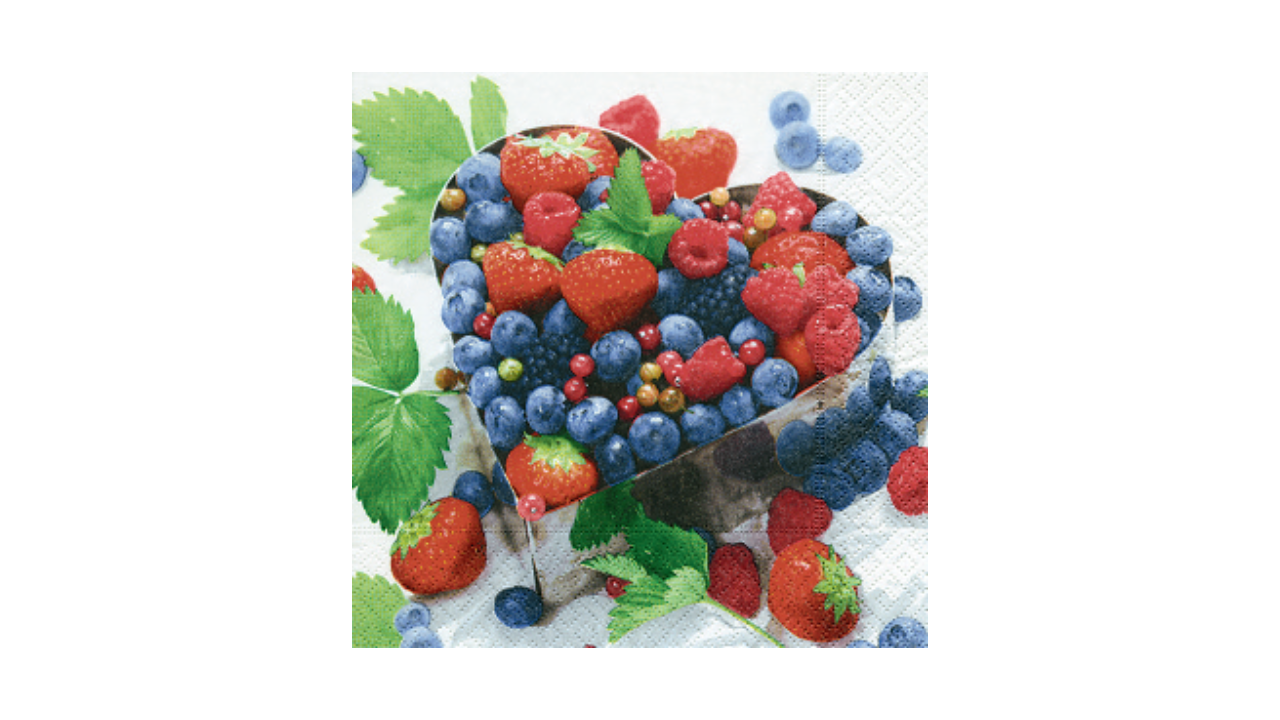 Zelltuch-Serviette, 33x33cm, 3-lagig, 1/4-Falz, 'Berry heart'