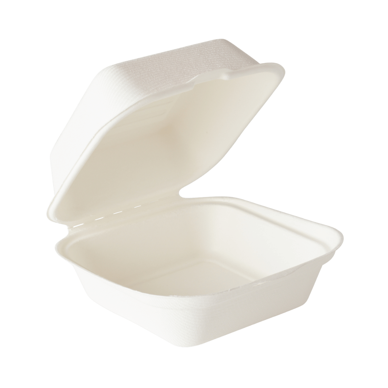 Au&szlig;erhaus-Hamburgerbox, Bagasse, 157x150x80mm, wei&szlig;