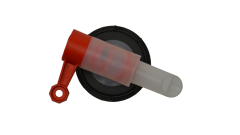 Auslaufhahn Schuster, für 6kg &amp; 10kg Kanister, rot/transparent