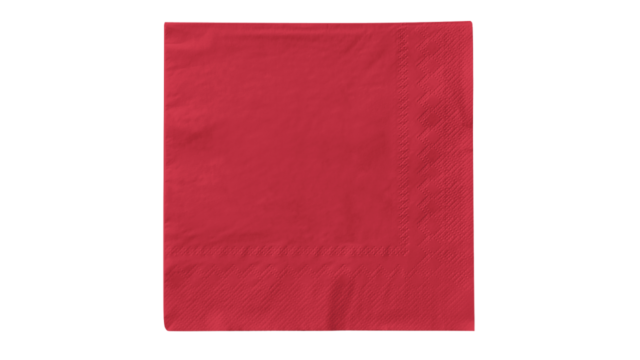 Mank-Zelltuch-Serviette, 33x33cm,3-la 1/4 Falz, rot