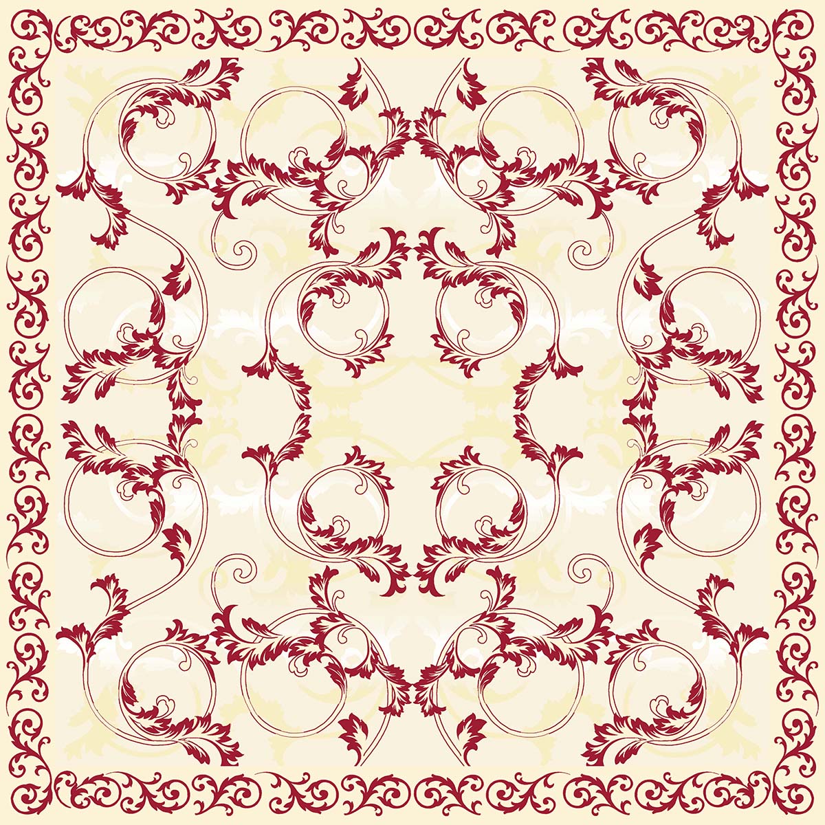 Linclass-Mitteldecke, 80x80cm, 'Michel' bordaux