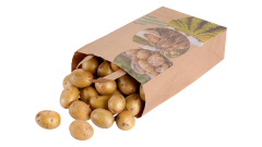 Papier-Tragetasche 'Frische Kartoffeln' 22+10x36cm, Flachhenkel, 90g/qm, braun