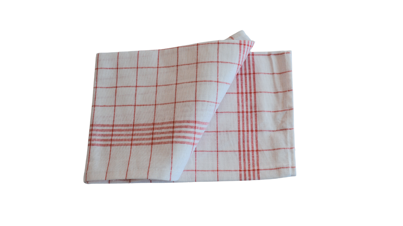 Geschirrtuch, Halbleinen, kariert, 50x70cm, rot (10er)