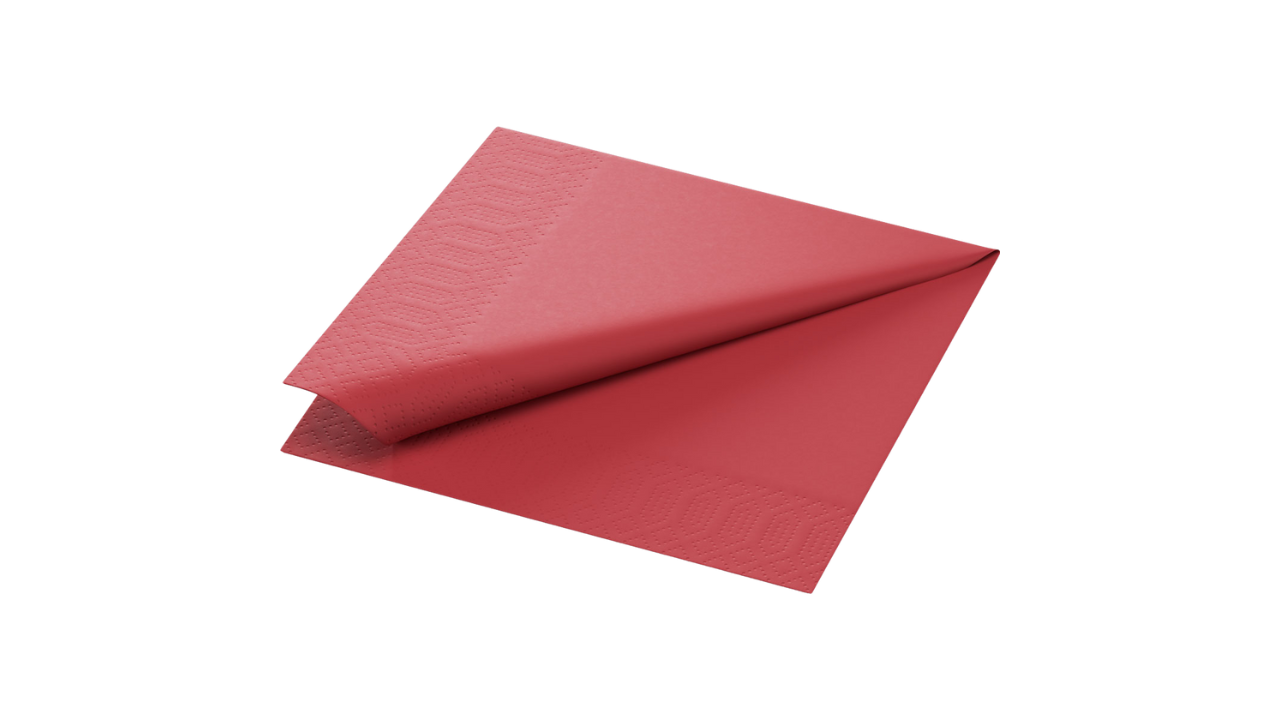 Duni-Zelltuch-Serviette, 40x40cm,3-lagig 1/4 Falz, bordeaux