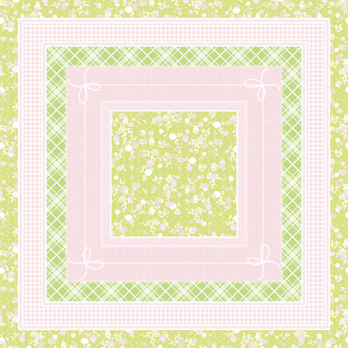 Linclass-Mitteldecke, 80x80cm, 'Hermine' rosa-lime