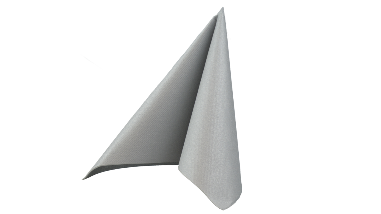 Airlaid-Serviette, 40x40cm, 1/4 Falz, silber