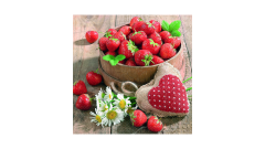Zelltuch-Serviette, 33x33cm, 3-lag 1/4-Falz, 'Tasty Strawberries'