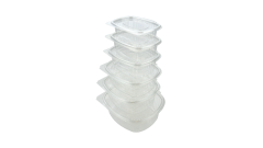 Salatschale, R-PET, oval, mit Deckel 375ml, transparent