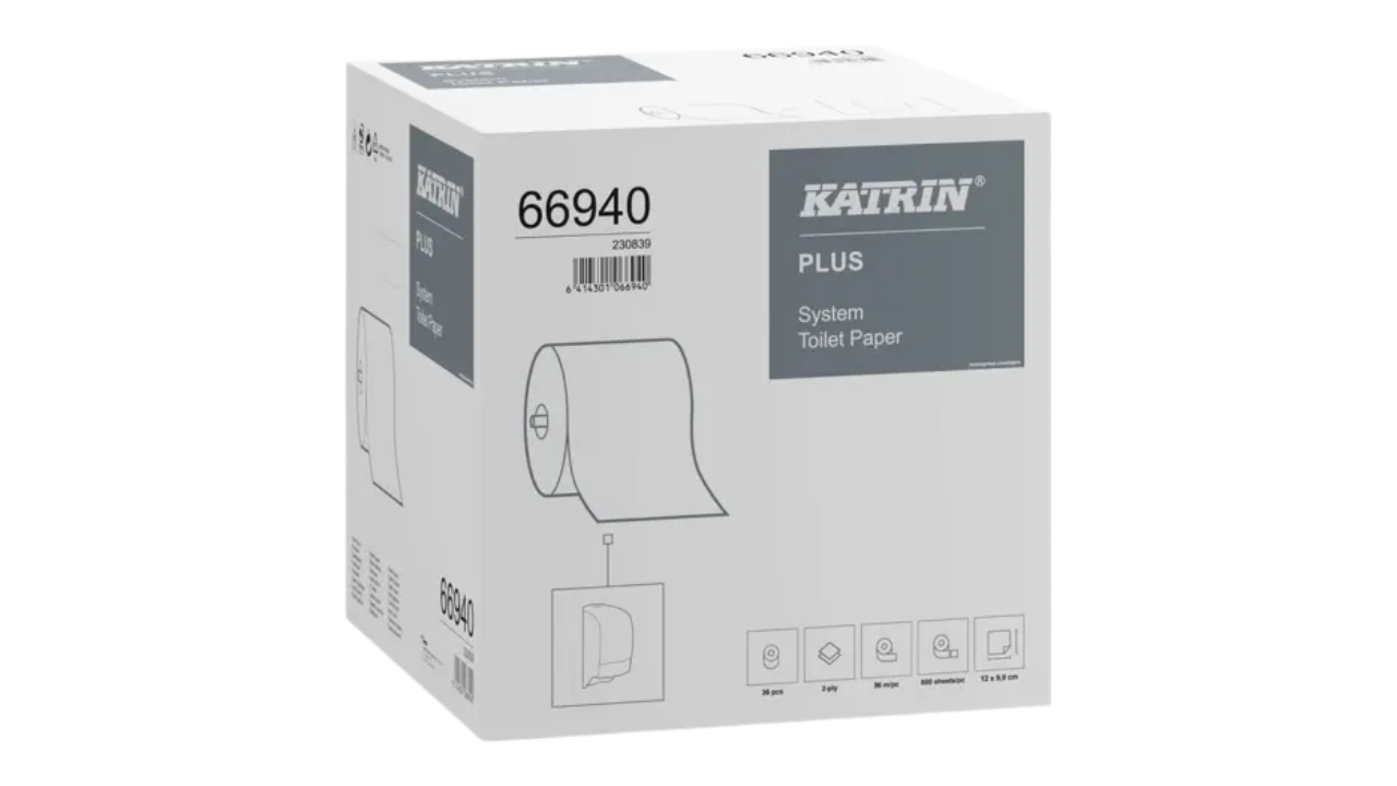 Katrin Plus, System Toilettenpapier hochwei&szlig; 2-lg, 800 Blatt/Rolle, 36 Ro.