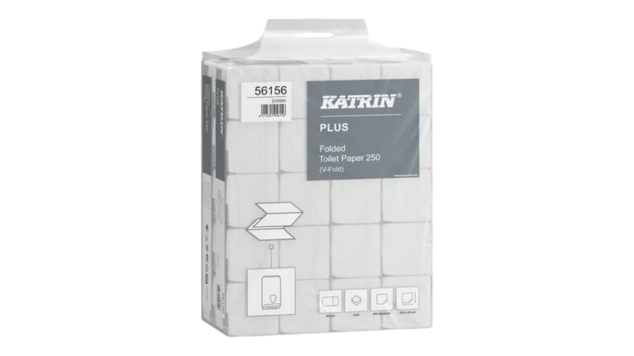 Katrin Plus-Bulk, Toilettenpapier Einzelblatt,hochwei&szlig;, 2-lagig. 10,3x23cm