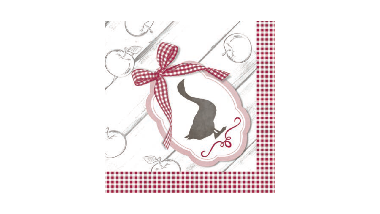 Linclass-Serviette, 40x40cm, 1/4-Falz, 'Gänse-Essen'