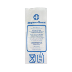 Papierhygienebeutel, 35g/m² Kraftpapier mit Aufdruck, 12+5x29cm, blau/weiß