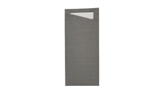 Sacchetto-Serviettentasche, 19cmx8,5cm, granite grey, Serviette weiß