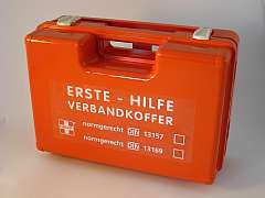 Verbandskoffer, mit Griff, Inhalt nach DIN 13157, orange