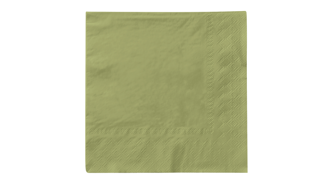 Mank-Zelltuch-Serviette, 40x40cm, 3-la., 1/4 Falz, oliv