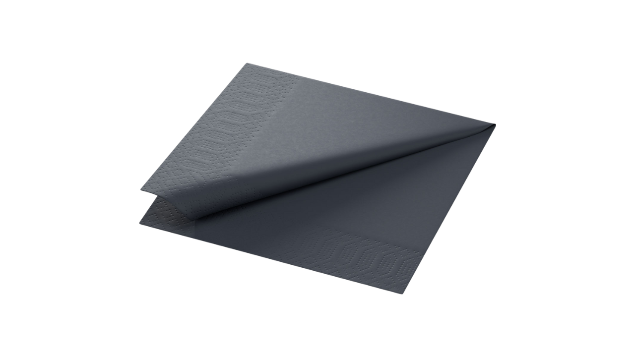 Duni-Zelltuch-Serviette, 40x40cm,3-lagig 1/4 Falz, schwarz