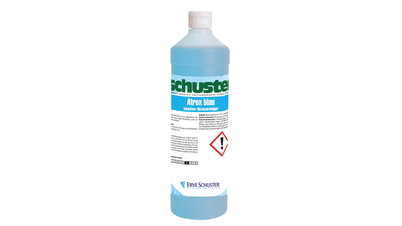 Fettlöser Atrox Blau, salmiakverstärkt, flüssig, klar, 1 Liter