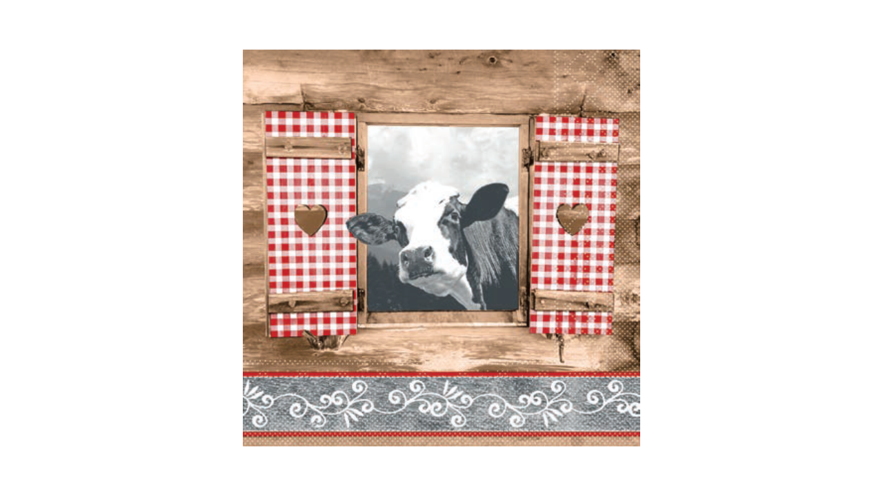 Zelltuch-Serviette, 40x40cm, 3-lagig, 1/4 Falz, 'Almblick'